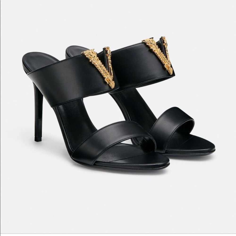 Versace Virtus Heel Mule Sandals - Black SOLD OUT EVERYWHERE!!!